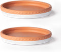 Plant Saucers, 8" Plant Trays to Catch Water, 2 Pcs, Premium Terracotta | Glazed turquoise and terracotta ceramic Flower Pot Saucers fit pots up to 7", catches excess water.
