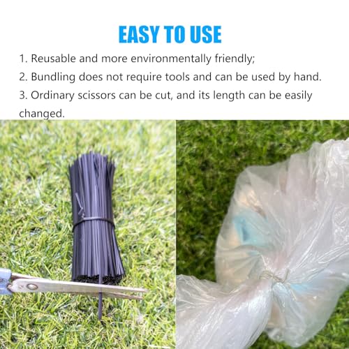 Plastic Black 4" Twist Ties, Reusable Cable Ties,Long Garbage Bag Twist Ties, Trash Bag Coated Ties, Twisty Ties for Organizing, Plant Hollding, Office, Christmas Tree (500 Pcs/4 inch) - view 4