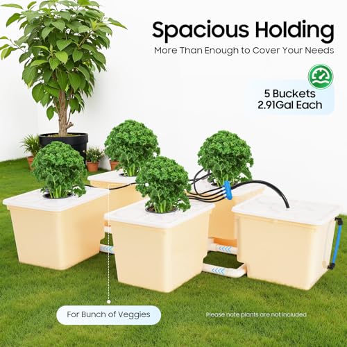 Bucket Drip Growing System, 5 Hydroponic Plant Buckets Kit Top Feed Drip Hydroponics Growing System, Indoor Outdoor Recirculating Deep Water Culture Hydroponic Bucket System Gardening Supplies - view 6