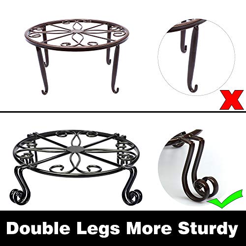 12"x3.1" Black Plant Stand for Flower Pot Heavy Duty Potted Holder Indoor Outdoor Metal Rustproof Iron Garden Container Round Supports Rack for Planter Bronze,Pumpkin Stand Outdoor - view 6
