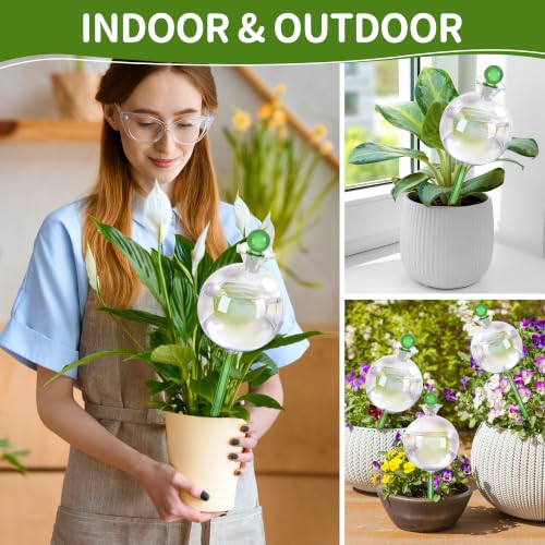 17 oz 2 Weeks Extra Large Plant Watering Globes, Iridescent Glass Self Watering Globes, Self Watering Planter Insert, Automatic Watering Bulbs for Daily or Vacation Use (4 Pack) - view 3