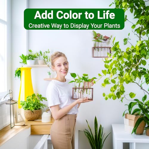 Propagation Station, Plants Terrarium, Plants Lover Gifts for Women,Plant Cutting Holder Home décor,Gifts for Women,House Warming New Home-5 Tubes-Brown - view 4