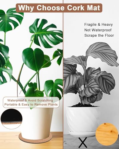 4 Inch Cork Plant Coasters, 6 Pack Round Plant Mats for Small Flower Pots - view 5