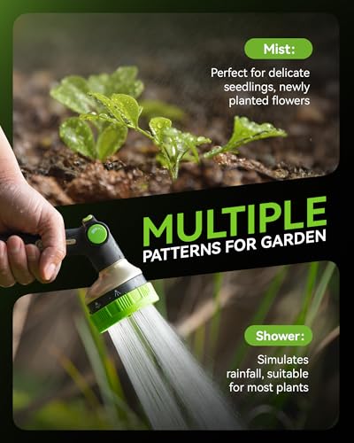 Hose Sprayer Nozzle Heavy Duty - 8 Spray Patterns Garden Hose Nozzle with Adjustable Flow Control for Watering Plants, Washing Cars,Washing Pets, Thumb Control (Green) - view 6