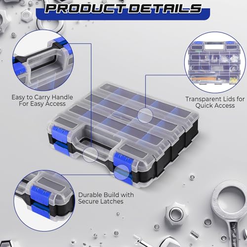 2 Pack Small Parts Organizers, 34-Compartments Double-Sided Tool Box - view 4