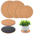 4-Pack Cork Plant Mats, Round Cork Coasters for Garden Pots and DIY Crafts, 4 Inch and 6 Inch Set, Water-Resistant Pot Saucers