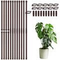 20Pcs Plant Support Stakes 17 inch Garden Orchid Sticks Extended to 3ft 4ft 5ft Plant Poles with Clips for Indoor Outdoor Potted Tomato Rose Amaryllis Vegetables Comes with 20 Ties(Brown)