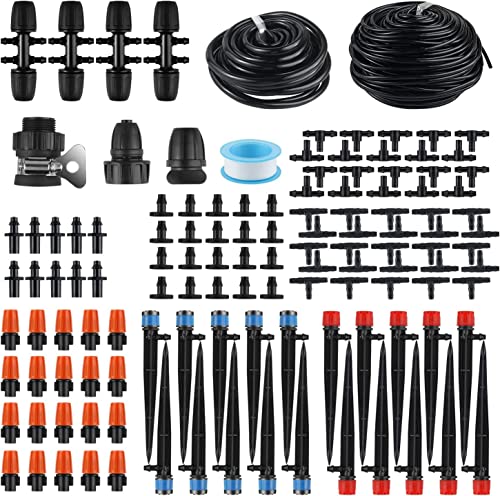 Irrigation System Kit, 226Ft Garden Watering System Automatic Drip Irrigation System, Plant Watering Devices with Distribution Hose, Plant Drip Feeders for Indoor, Greenhouse, Flower Bed, Patio