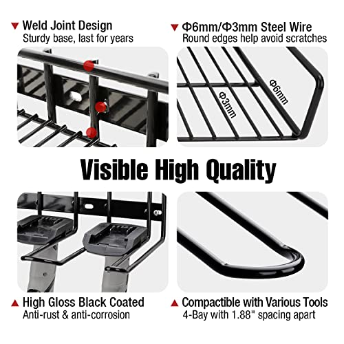 Wall Mounted Power Tool Organizer Holder, Heavy Duty Utility Storage Rack With Shelf for Battery Powered Hand Tools, Workshop, Shed, Garage, Home - view 4