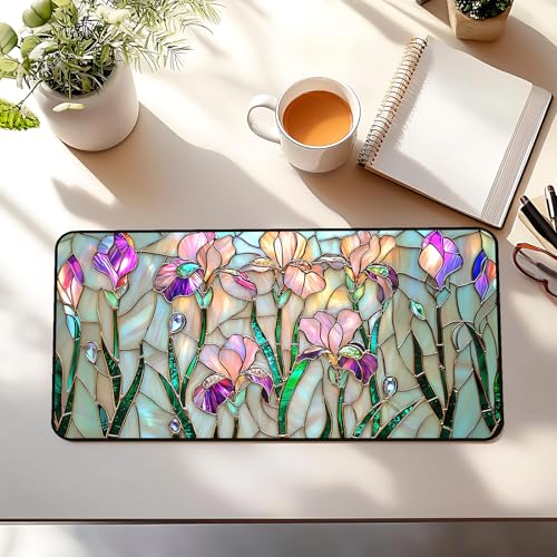 Colorful Flower Desk Mat Mouse Pad XXL, Plant Extended Large Game Mouse Pads, Desktop Mat Computer Laptop Keyboard Mat, Women's Desk Protector Mat,Desk Matt Office 31.5"X15.7" - view 3