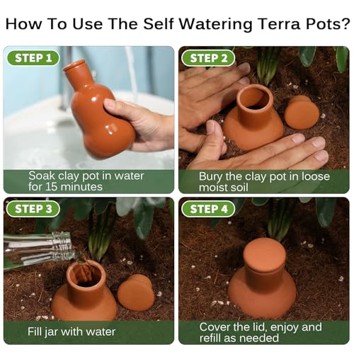 Terracotta Ollas Watering Pots, 2 PCS Slow Release Plant Watering Globes Terracotta Self Watering Planter Insert, Holds 15 Oz Water Automatic Watering System for Potted Plants While On Vacation - view 5
