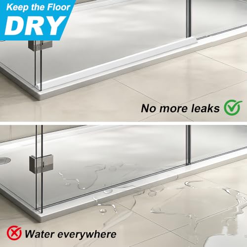 67" Shower Threshold Water Dam Self-Adhesive Silicone Water Barrier & Shower Water Guard Collapsible Stopper for Walk-In & Curbless Showers Keeps Floor Dry - view 4