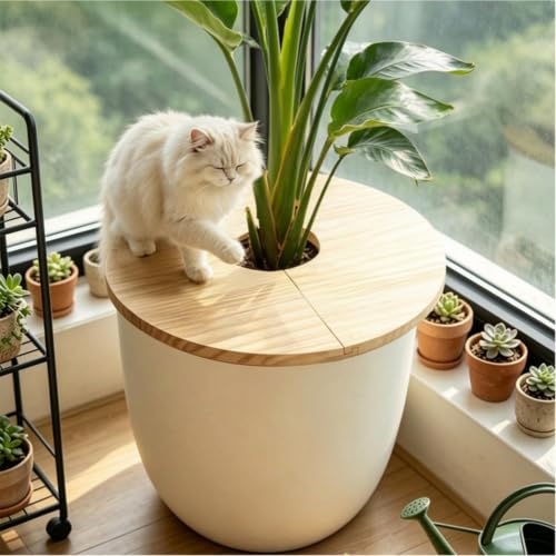 Plant Pot Covers, Interlocking Wooden Guard Cat Proof for Indoor Plants (15.75in) - view 3
