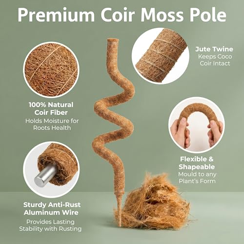 30 Inches Bendable 2 Pack Moss Pole Monstera Plant Support Stakes - Moss Poles for Climbing Plants, Plant Stakes for Indoor Plants - Coco Coir Pole Moss Stick for Monstera, Pothos. - view 5