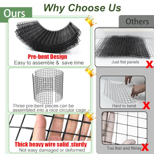 10 Pack Plant Protector from Animals, 13.5" Dia x 14" H Wire Plant Protectors, 30pcs Pre-Bent Metal Mesh to Keep Animals Out with Zip Ties & Stakes (10 Packs) - view 2
