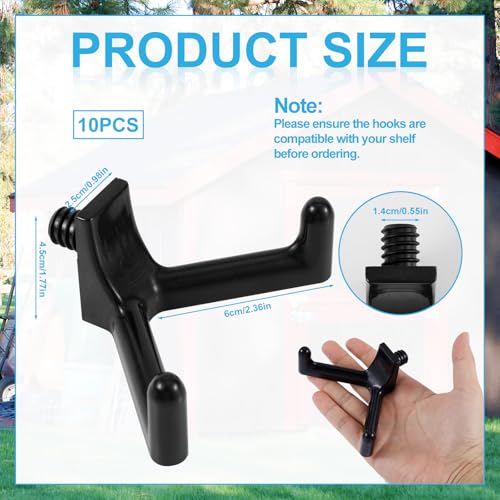 10pcs Tool Hooks for Shed Compatible with Suncast, Plastic Shed Wall Hanger Organization & Storage Shelves Accessories for Garage Hanging Scissors Power Tools Knives (Black) - view 2