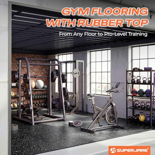 30" x 30" Larger Rubber Top Exercise Equipment Mats, 0.56" Thick 6PCS 37.5 Sq Ft High-Density EVA Foam Interlocking Gym Flooring, Big Workout Mat for Home Gym, Floor Protection, Black/Grey - view 5