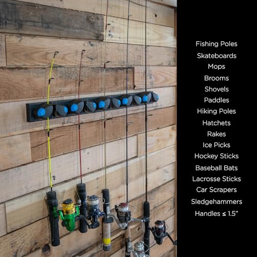 Mini – Compact Wall Rack for Tools & Sports Gear | Secure, Non-Slip Storage | Fits Handles up to 1.5 in | Garage Organization | Tool Storage Rack | Sports Equipment Organizer | 6 Pck - view 4