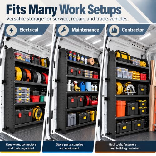 Van Shelving System, 52"x60"x13" Heavy Duty Storage Rack with 4 Shelves - view 7