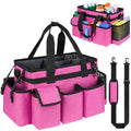 Cleaning Caddy,Cleaning Bag for Housekeepers,Cleaning Supplies Organizer with Handle,Rose Red