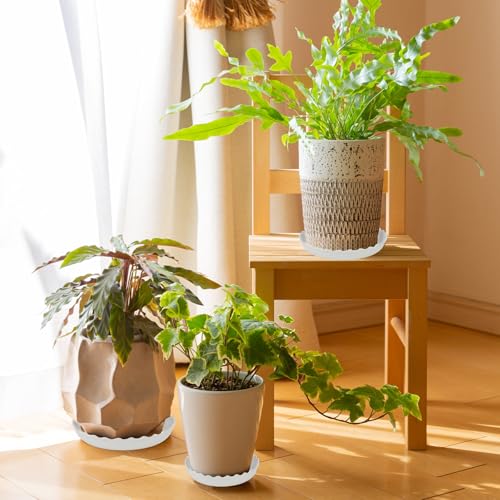 YUANAIYI 6 Packs Wave Plant Saucer - Plastic Flower Pot Drip Trays/Durable Heavy Duty White Plant Tray for Indoor and Out Door Plant(6/8/10 inch) - view 3