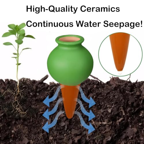 4 Pack Terracotta Self Watering Globes, Self Plant Waterer, Watering Spikes, Cute Colorful Ball, Aqua Bulbs for Indoor, Automatic Plant Watering Devices, & Silicone Fold Funnel - view 3