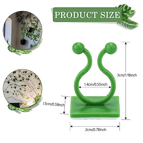 100Pcs Plant Climbing Wall Fixture Clips,Plant Fixer Invisible Wall Vines Fixing Clips Self-Adhesive Clips Plant Vine Traction for Indoor Outdoor Decoration and Cable Wire Fixing (Green) - view 2