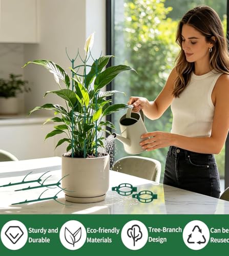 12 Pack Stackable Monstera Plant Support, Upgrade Pothos Plant Climber Support Indoor Plant Stakes with 12 Clips and Cable Ties Plant Poles for Vine Training Stem Stabilization - view 7