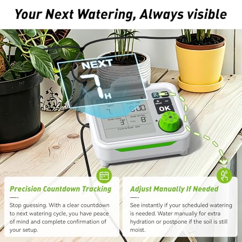 Large Display Automatic Plant Waterer Indoor for Pot Plant,Cycle & Soak Mode Vacation Self Watering Drip Irrigation System Device Kit Herb Garden Greenhouse Grow Tent Water 10-15 Plants - view 3