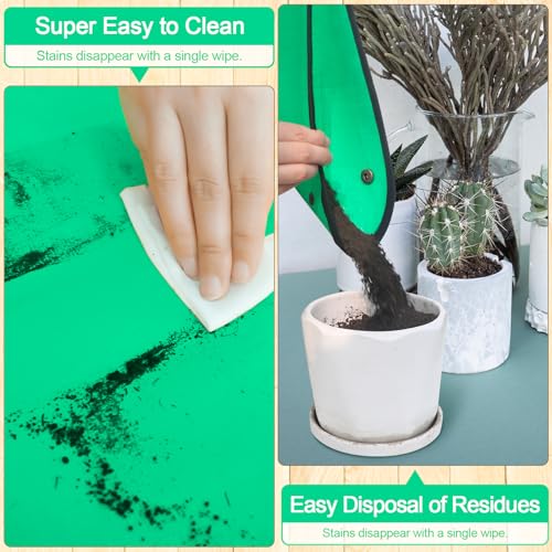 39.5" x 39.5" Extra Large Repotting Mat for Indoor Plants Transplanting and Mess Control, Waterproof Potting Soil Mat Portable Potting Tray Gardening Gift for Women, Green - view 5