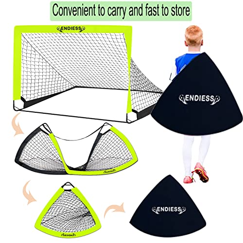 2 Pack 4'x3' Kids Soccer Goals, Durable Pop Up Soccer Net Set with Size 3 Ball, Pump, 8 Cones & Carry Bag, Portable Backyard Training Equipment for Toddler Youth - view 3