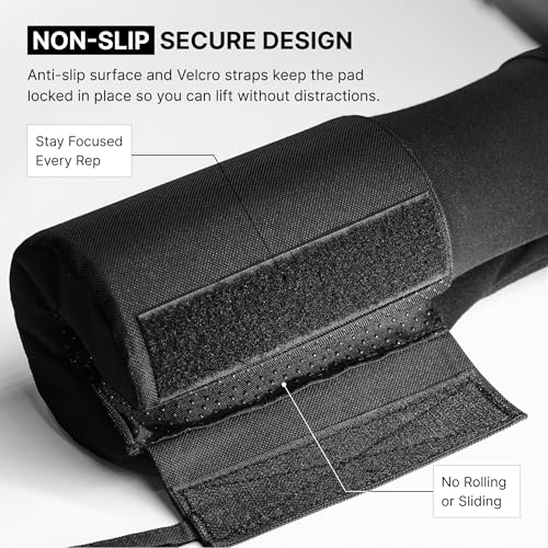 Barbell Pad for Hip Thrust, Squat & Lunges - Non-Slip Thick Foam Cushion for Neck and Back Support with Two Straps - Hip Thrust Pad for Leg Day - Fits All Olympic Bars and Smith Machine - view 5