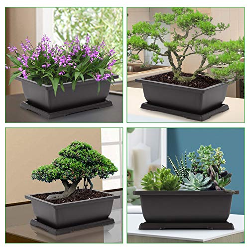 11 Inch Bonsai Training Pots with Drainage Trays & Repotting Mat - view 6