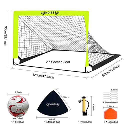 2 Pack 4'x3' Kids Soccer Goals, Durable Pop Up Soccer Net Set with Size 3 Ball, Pump, 8 Cones & Carry Bag, Portable Backyard Training Equipment for Toddler Youth - view 2