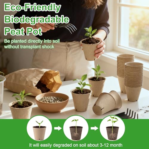 120 Pack 3.15 Inch Peat Pots with 30 Labels and 2 Transplant Tools - view 3