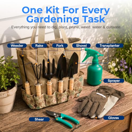 8-Piece Garden Tool Set with Carry Bag, Includes Shovel, Trowel, Rake & Hand Tools for All Gardening Tasks, Heavy Duty Lightweight Design 2.2 lb – Perfect for Men, Women & Gardening Gifts - view 2