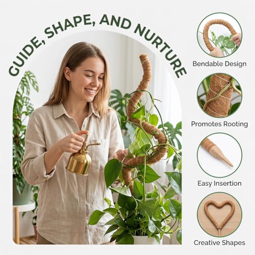 Bendable Coconut Pole Support Stakes, 30cm Flexible Moss Stick with 5mm Aluminum Core, Reusable Climbing Vine Training Frame for Green Plants - view 6