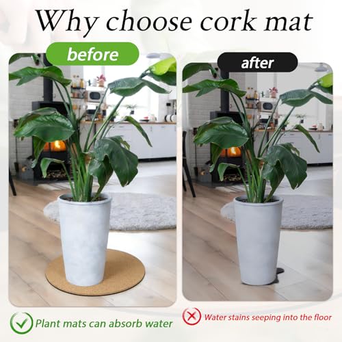 2 Pcs Large Cork Plant Coasters 14 Inch Double Layers Thicken Planter Coaster Plant Pot Saucers Waterproof Non-Slip Mat for Indoor Outdoor Plants Home Floor Protection - view 4