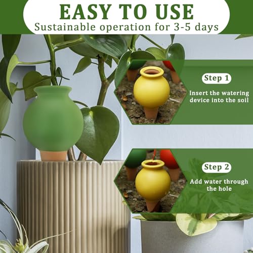 8 Pack Terracotta Self Watering Spikes - Auto Irrigation Stakes for Potted Plants, Indoor & Outdoor Plant Waterer Devices with Anti-Overflow (Easy 5 Min Setup(4 Colors) - view 4