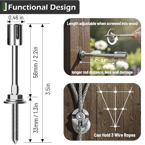 Wire Trellis Kit, 20-Set 5/64” (2mm) Crosshead Kit with 98ft Cable - view 5