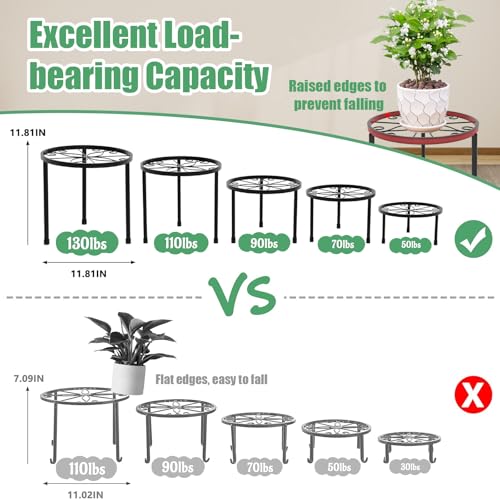 5-Pack Decent Metal Plant Stand Indoor Outdoor Low Plant Shelf - view 5