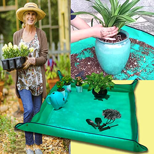 39.4" x 39.4" Large Plant Repotting Mat for Indoor Plants, Portable and Foldable Gardening mat, Waterproof Transplanting Potting Mat in Garde - view 3