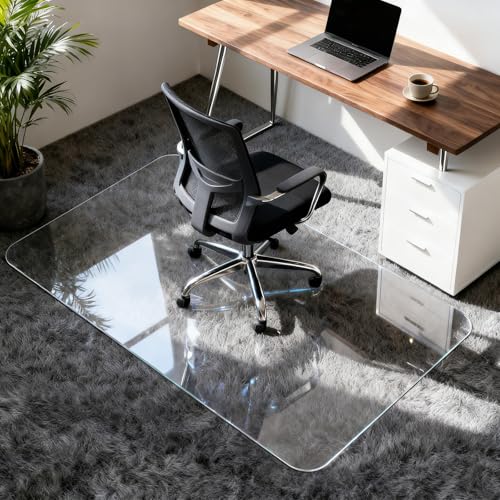 Glass Chair Mat for Carpet, 32"x48" Tempered Glass Office Chair Mat - view 6