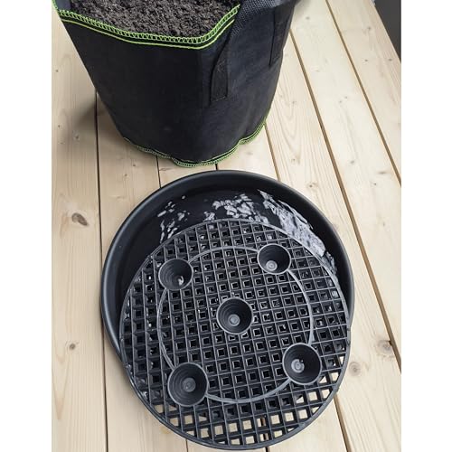 Plastic Plant Saucer Stand,4-Pack 14 inch, Elevated Plant Saucer Self-Watering Fabric Pot Base, Use Nonwoven Grow Bags, Plant Saucers Flower Pot Tray for Indoor-Outdoo and Grow Tents Greenhouses - view 5