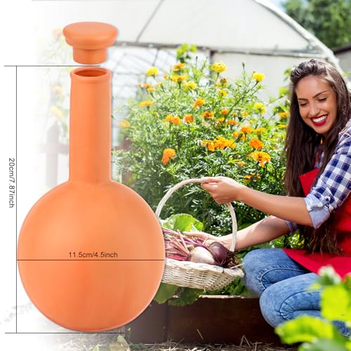 30 Oz Ollas Terracotta Watering Pots Large, Plant Watering Globes, Self-Watering Device, Terracotta Clay Watering Pot with Lid, Refill 2 Week Auto Irrigation System for Indoor & Outdoor Plant(2 Packs) - view 5