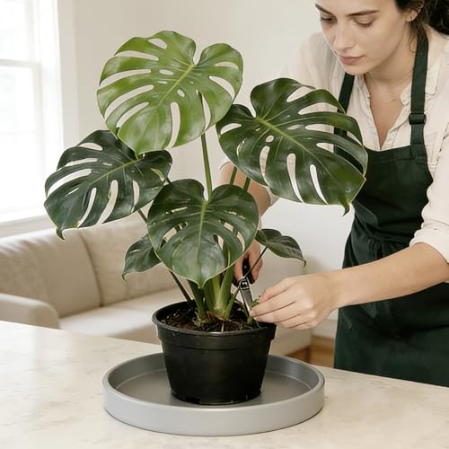 1 Pack 12 inch Plant Saucer Drip Tray, Heavy Sturdy Plastic Planter Flower Pot Drainage Tray Plate Saucers for Indoor Outdoor Garden, Plant Water Drip Trays for pots Base (12", Gray) - view 4