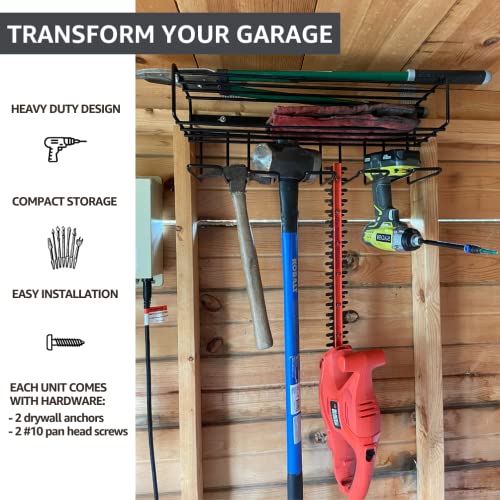 Heavy Duty Floating Tool Shelf & Organizer | Wall Mounted Garage Storage Rack, 100# Weight Limit, Compact Steel Design | Perfect for Father's Day | Black (C2M5032P) - view 3