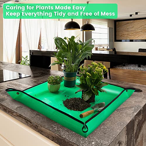 Repotting Mat for Indoor Plant Transplanting Control Mess, 26.8"X26.8" Waterproof Succulent Potting Mat Square Planting Tray Soil Change Mat Gardening Gifts for Plant Lovers - view 3