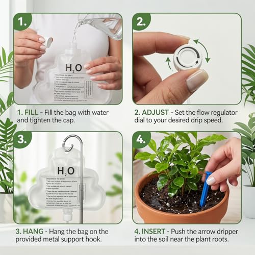 2 PCS Plant Self Watering Devices Irrigation Dripperswith Flow ControlIndoor,Self Automatic Plant Watering System with 500mL Water Bag, for Indoor Outdoor Plant Waterer - view 7