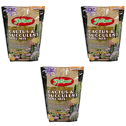 Organic Cactus and Succulent Soil Mix to Provide Proper Drainage and Improve Growth in Cacti, 4qts, 3 Pack